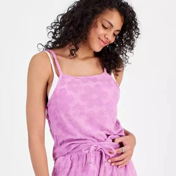 Miken Juniors' Cropped Velour Tank Top Cover-Up NWT Sz XS - Picture 2 of 8